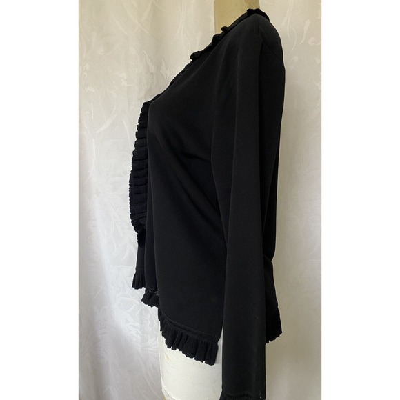 Exclusively Misook Black Jacket Cardigan Sweater Long Sleeve Knit Ruffle… - Picture 6 of 8